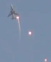Syrian Air Force MIG deploys heat balloons