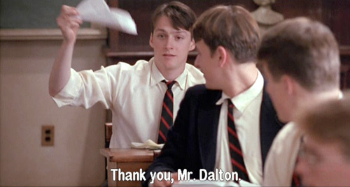 Dead Poets Society: Charlie Dalton is the first to rip out his Pritchard page