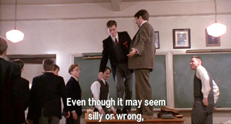 Dead Poets Society: John Keating gets the entire class to walk across his table