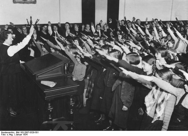 German children giving Nazi salute