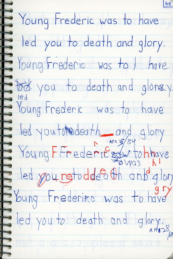 Enriched Penmanship, Marko's Penmanship Notebooks, Young Frederic was to have led you to death and glory