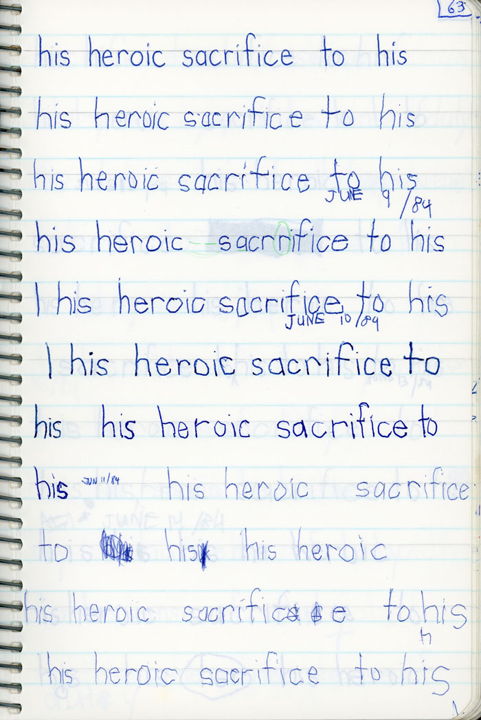 Enriched Penmanship, Marko's Penmanship Notebooks, his heroic sacrifice to his