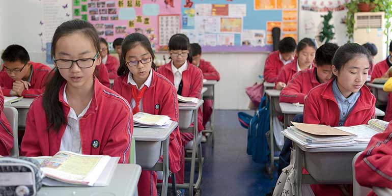 Students sitting in a classroom in The World's Best Public School